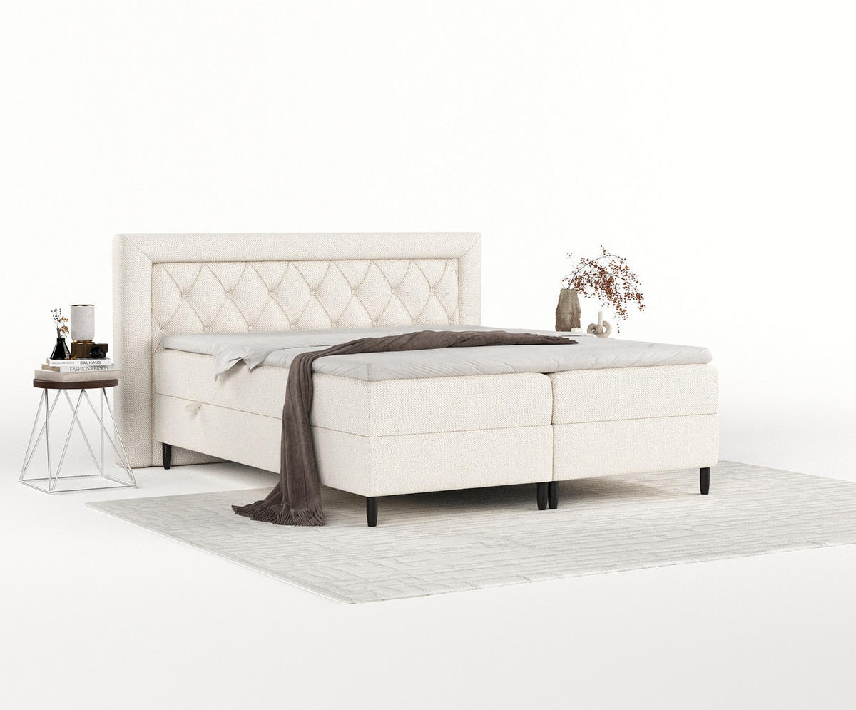 BOXBETT Avani Creme 160/200 cm - Creme/Schwarz, Holz/Holzwerkstoff (160/200cm) - Maison de Reve