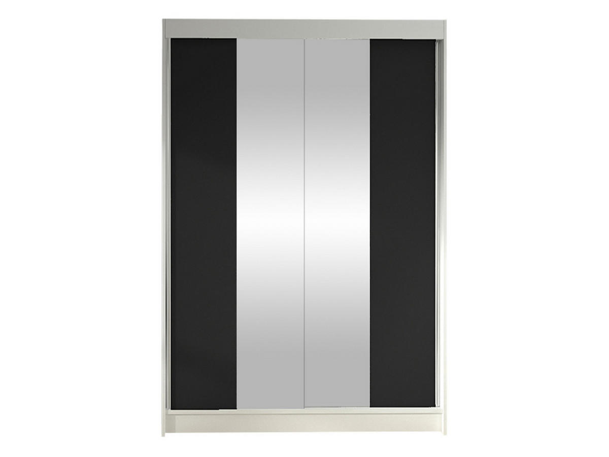 SCHWEBETÜRENSCHRANK Lino II - Schwarz/Weiß, Holzwerkstoff/Metall (120/200/58cm) - MIRJAN24