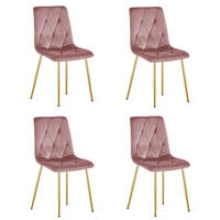 ESSZIMMERSTUHL 4-er Set TYRA rosa Sitz, goldene Beine - Pink/Goldfarben, Textil (44.5/87/54.5cm) - Valora