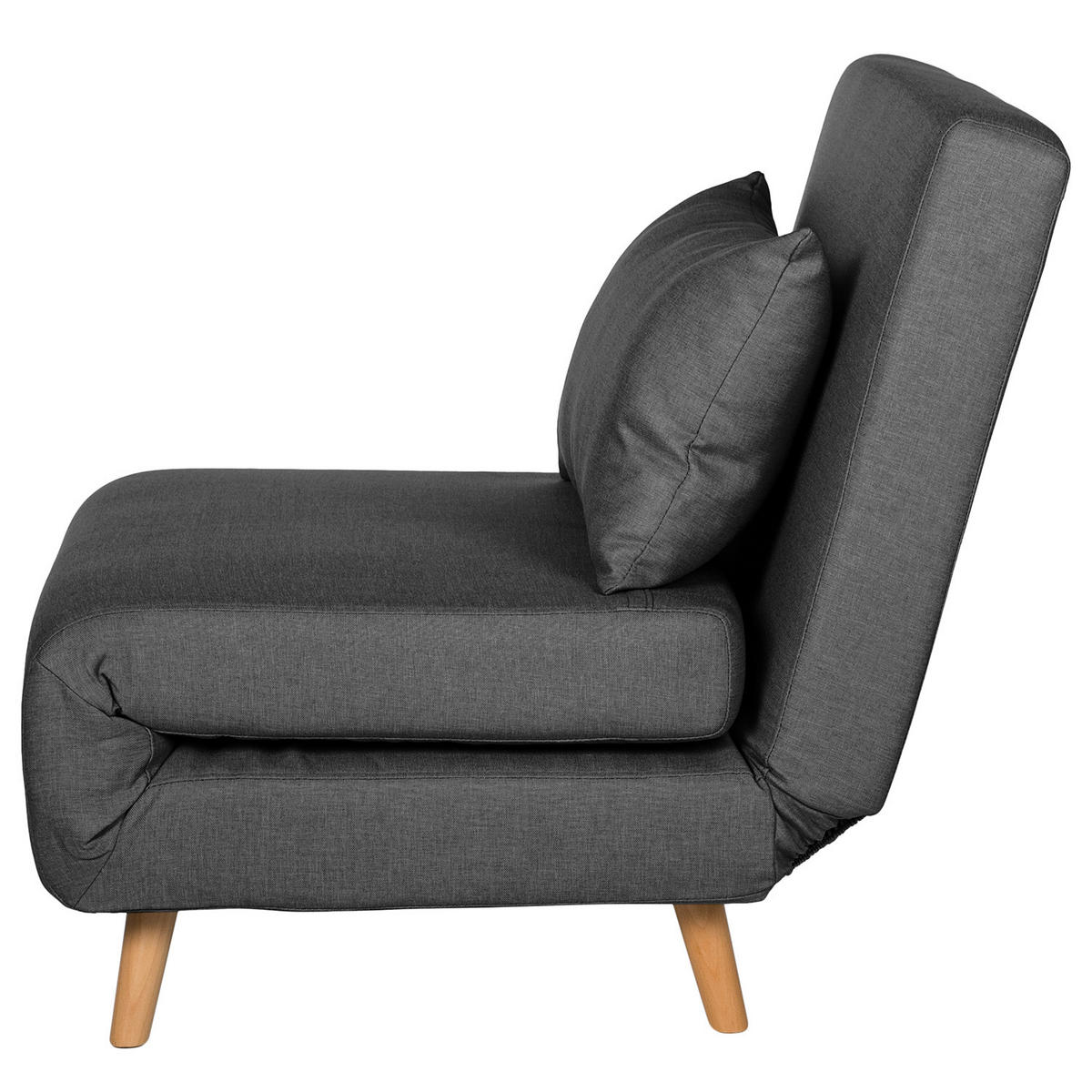 SCHLAFSESSEL - Textil / Teilmassivholz - Dunkelgrau/Buchefarben, Holz/Buchenholz (77/81/90cm) - home24