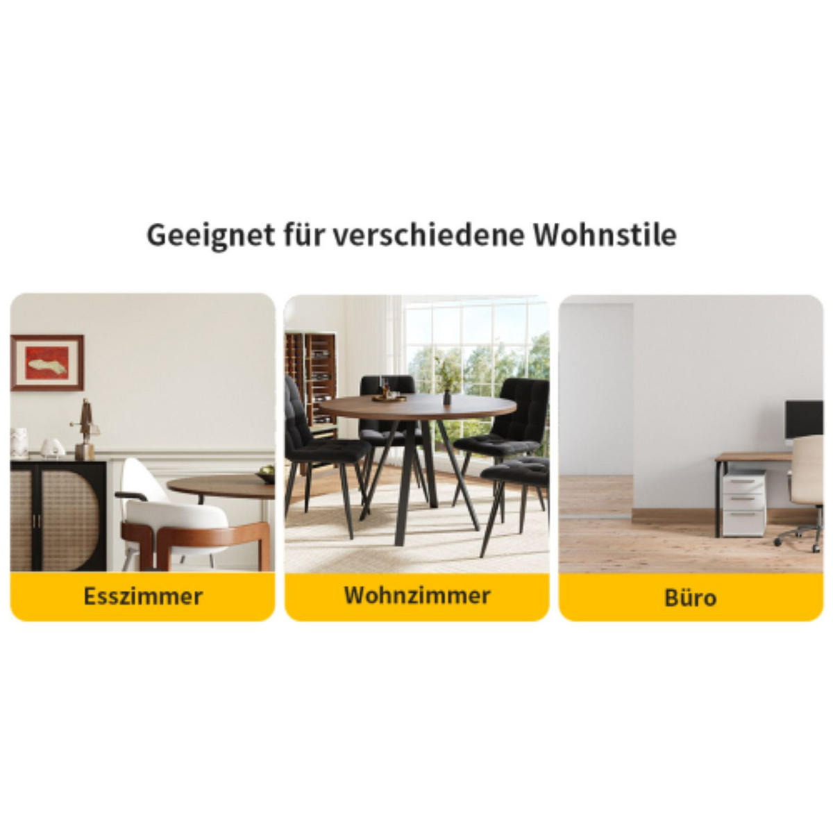 ESSTISCH Runder 80/80/75 cm walnussfarben mit Metallbeinen - Walnussfarben, Holzwerkstoff (80/80/75cm) - OKWISH