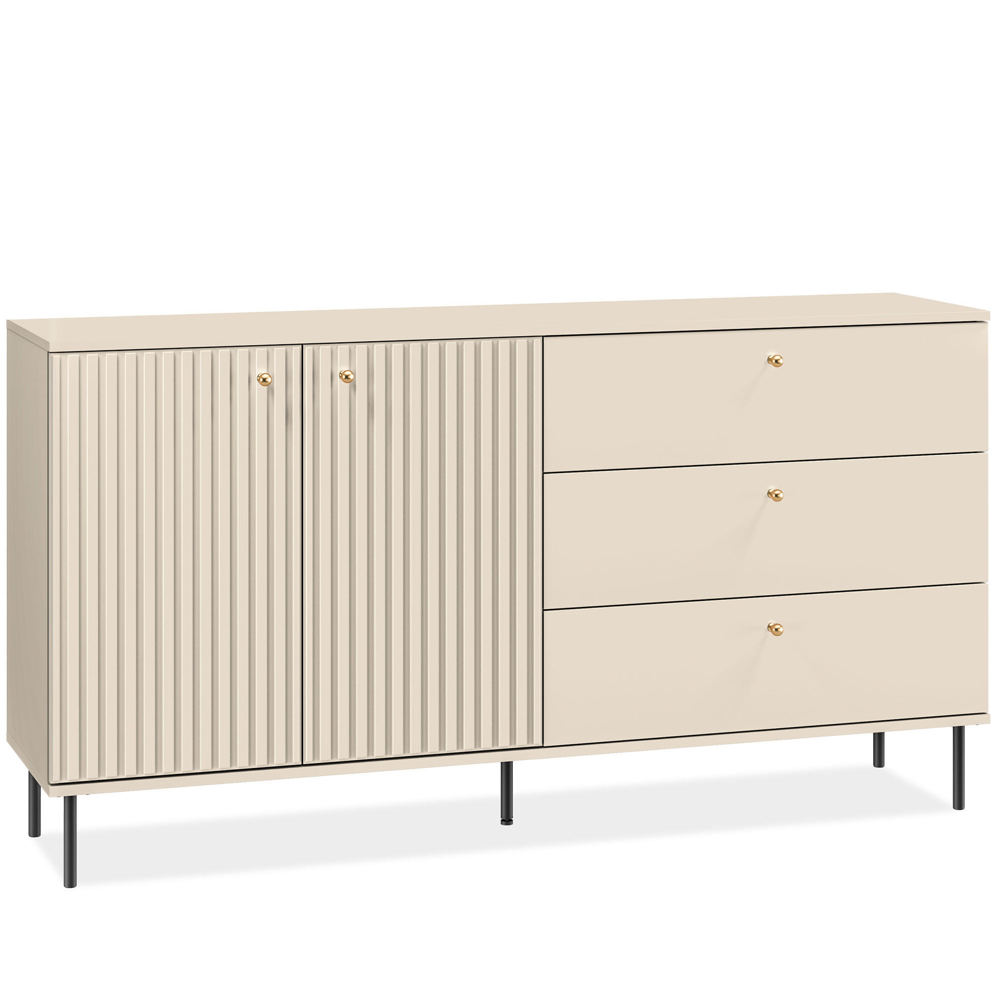 KOMBIKOMMODE DROMA mit Goldelementen, Creme - Creme, Holz (160/85/40cm) - KONSIMO®