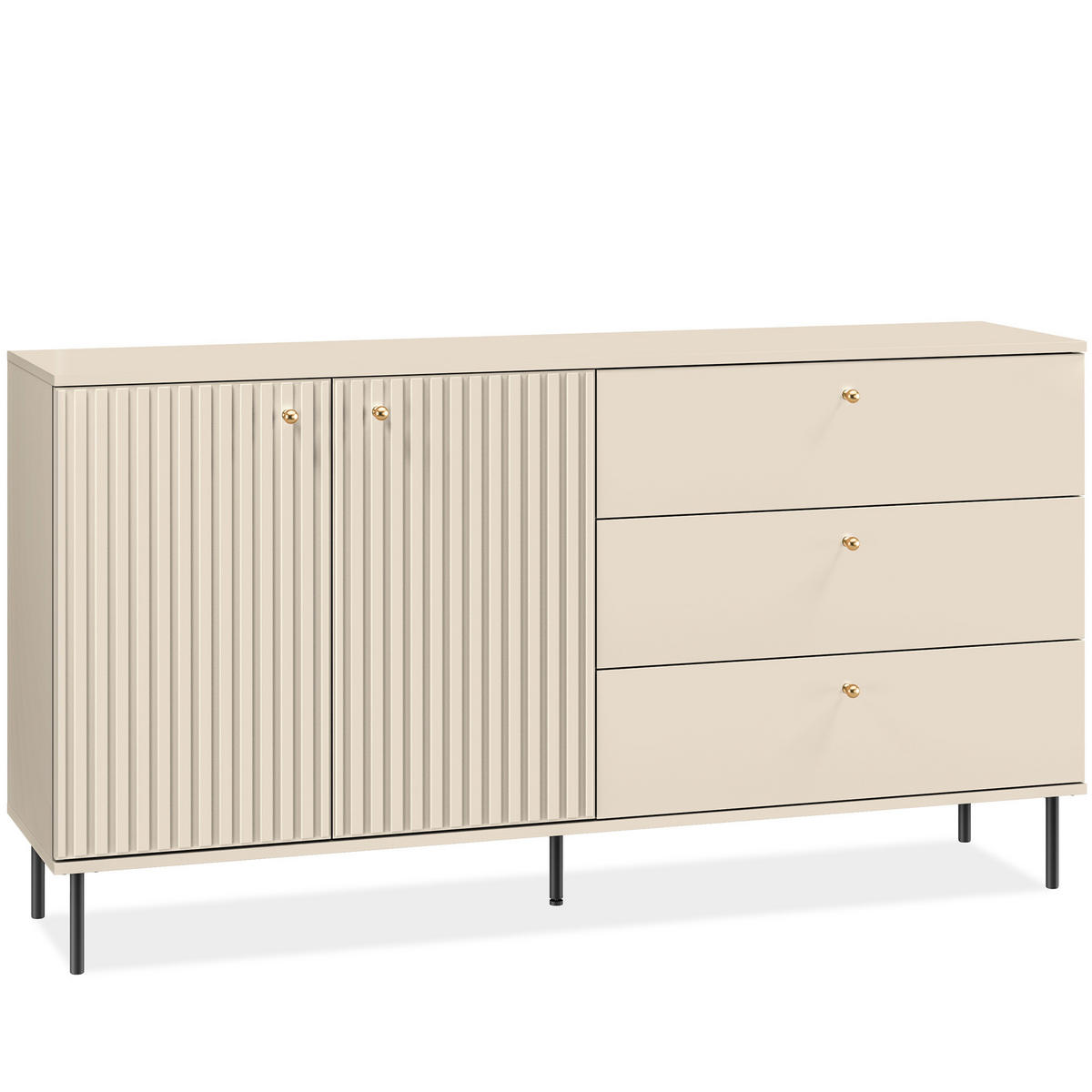 KOMBIKOMMODE DROMA mit Goldelementen, Creme - Creme, Holz (160/85/40cm) - KONSIMO®