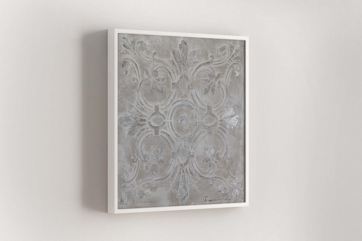 RUČNĚ MALOVANÝ AKRYLOVÝ OBRAZ ŠEDÝ, 80/80 CM - šedá, dřevo/textil (80/80cm) - KUNSTLOFT