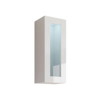 HÄNGEVITRINE 90 Vigo Glas mit weißer LED Beleuchtung - Weiß Hochglanz/Weiß, Holzwerkstoff (35/90/32cm) - MIRJAN24