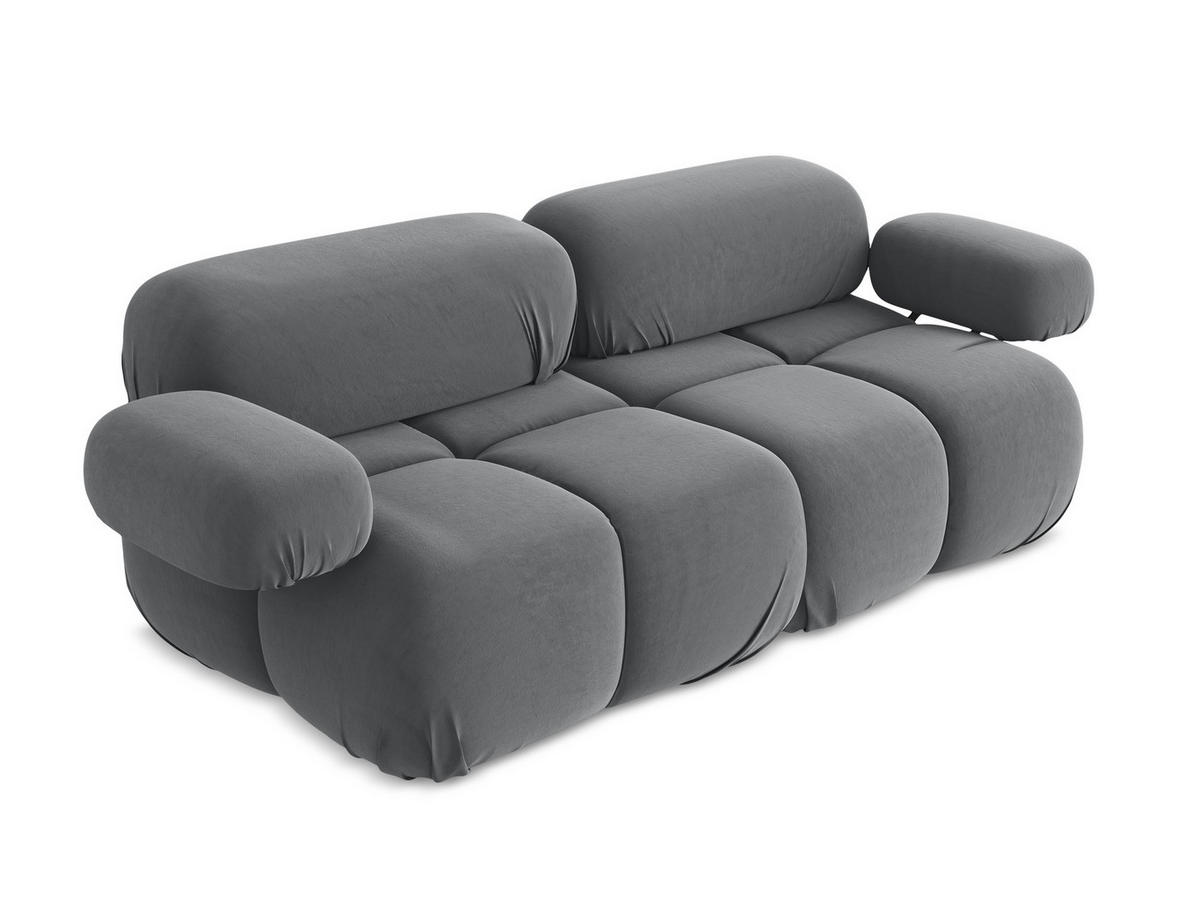 2-SITZER-SOFA Samt Stoff Grau - Dunkelgrau/Schwarz, Kunststoff/Textil (190/70/96cm) - Makamii