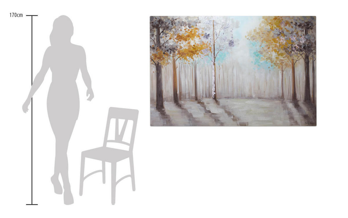 ACRYLBILD HANDGEMALT 120/80 cm - Braun/Grau, Holz/Textil (120/80cm) - KUNSTLOFT