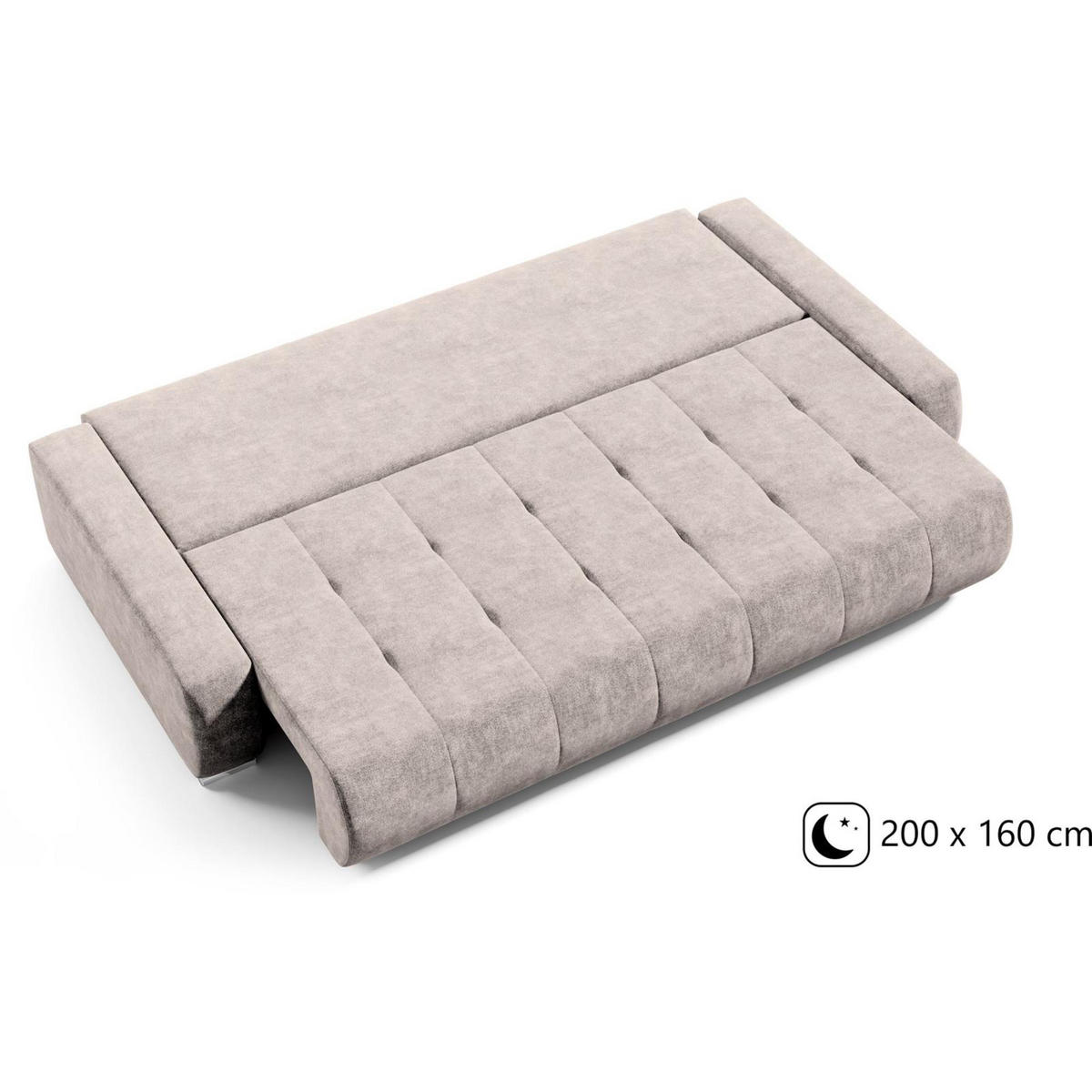 SCHLAFSOFA Draco 3-Sitzer, mit Bettkasten, Beige - Beige, Textil (240/85/110cm) - Beautysofa