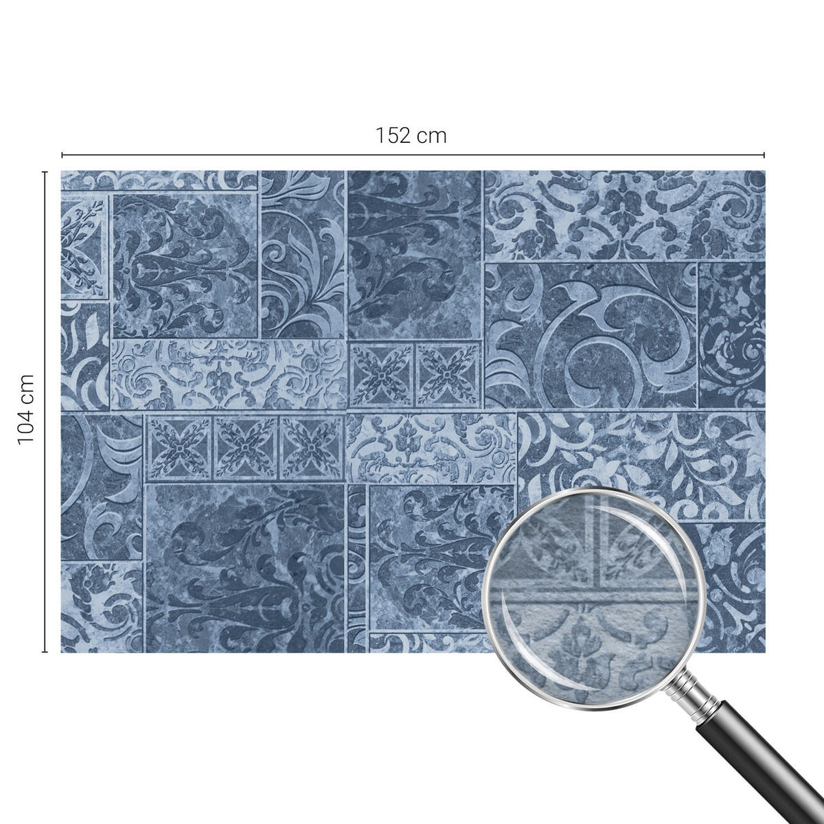 FOTOTAPETE 152x104 cm - Pflanzenornamente - Blau, Textil (152/104cm) - Wallfluent