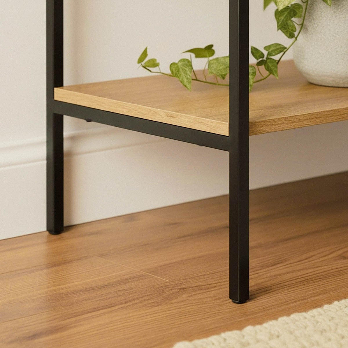 KONSOLE mit 3 Schubladen und 1 unterer Ablage, Holzdekor und schwarzes Metall 35/120/80,5 cm - Eschefarben, Holzwerkstoff (39.5/35/80.5cm) - Calicosy