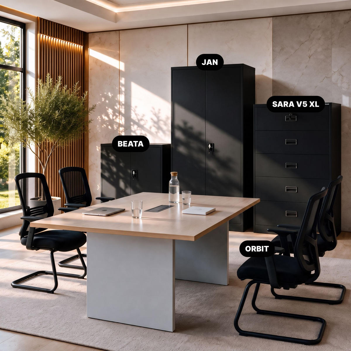 AKTENSCHRANK aus Metall SARA XL V5 162x90x60 cm - Schwarz, Metall (90/162/60cm) - Jan Nowak