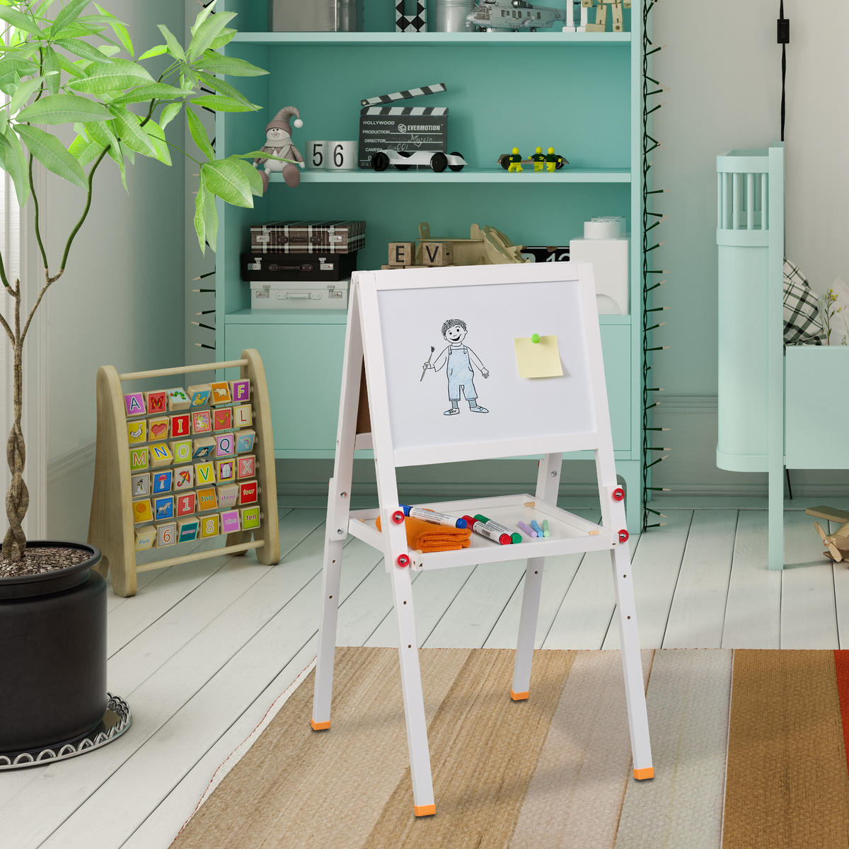 KINDERSTANDTAFEL - Weiß, Holz/Holzwerkstoff (39/77/44.5cm) - Relaxdays
