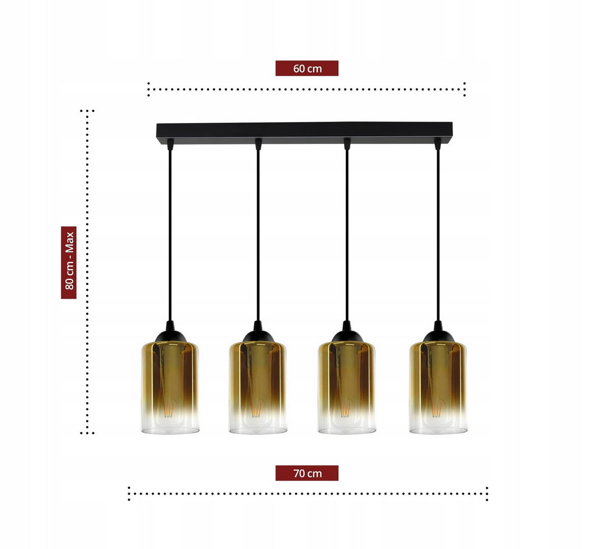 PENDELLEUCHTE GRAF - Transparent/Goldfarben, Glas/Metall (10/70/80cm) - kiki design