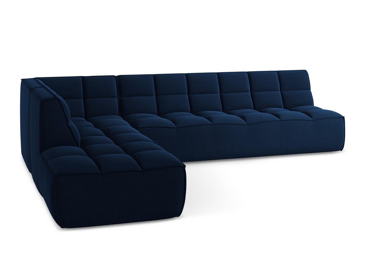 ECKSOFA Beidseitig Samt Stoff Blau - Blau/Schwarz, Kunststoff/Textil (308/258cm) - Makamii