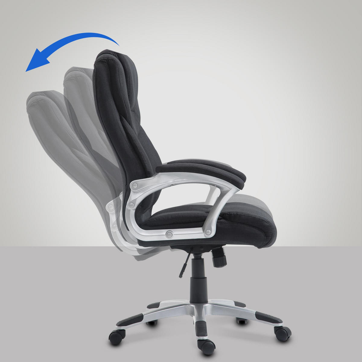 CHEFSESSEL Stoff schwarz - Schwarz/Grau, Kunststoff/Textil (65/109/73cm) - CLP