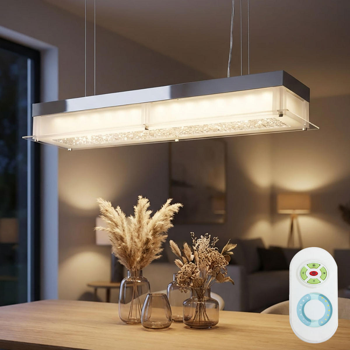 LED HÄNGELEUCHTE Chrom Silber SOKRATES - Silberfarben, Glas (80/20/93cm) - Globo Lighting
