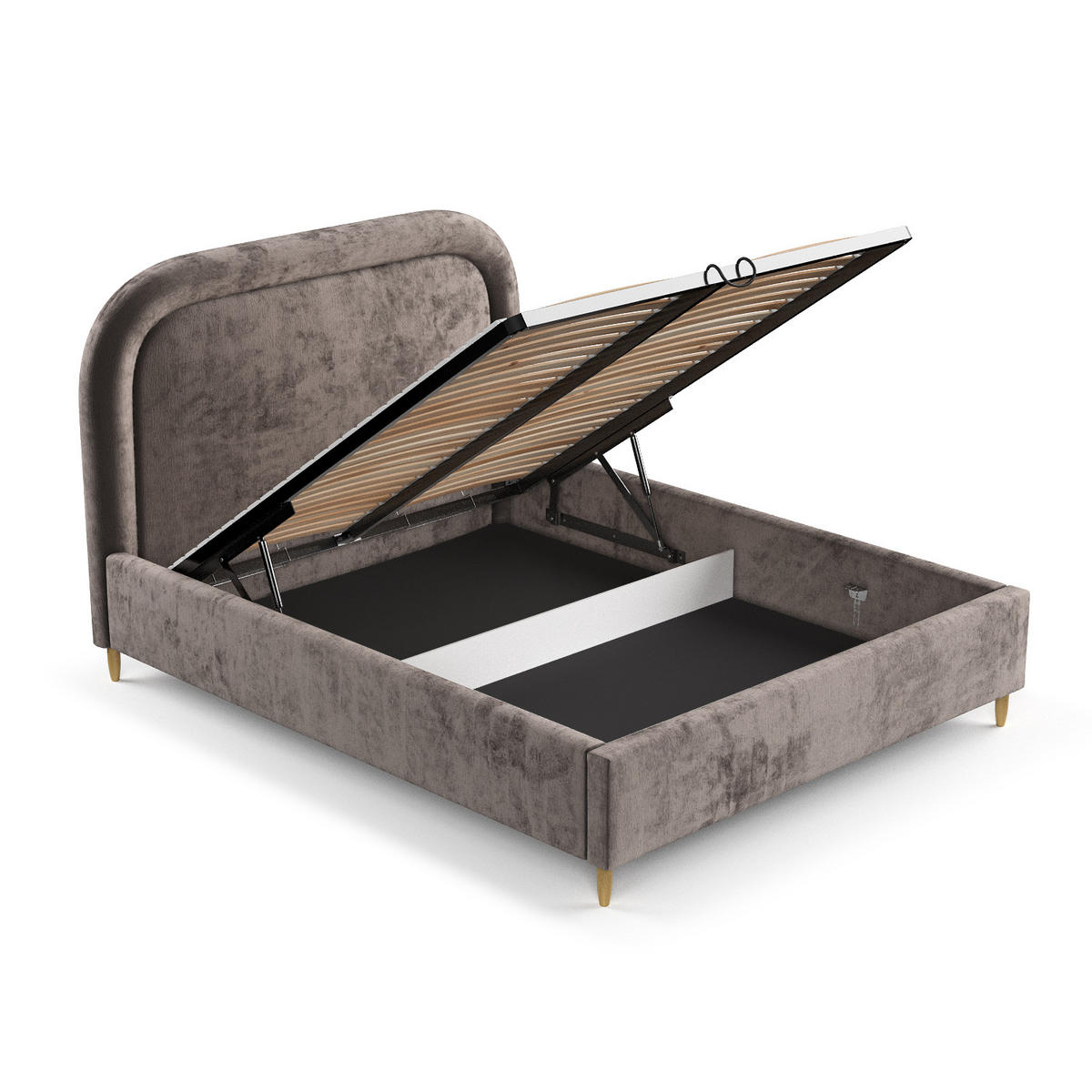 POLSTERBETT Mija Braun 120/200 cm im Chenille-Stoff - Naturfarben/Braun, Holz/Holzwerkstoff (120/200cm) - Maison de Reve