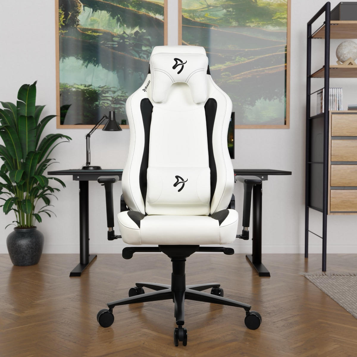 GAMINGSTUHL Vernazza SoftPU™ Weiß - Schwarz/Weiß, Kunststoff/Metall (68/135/50cm) - Arozzi