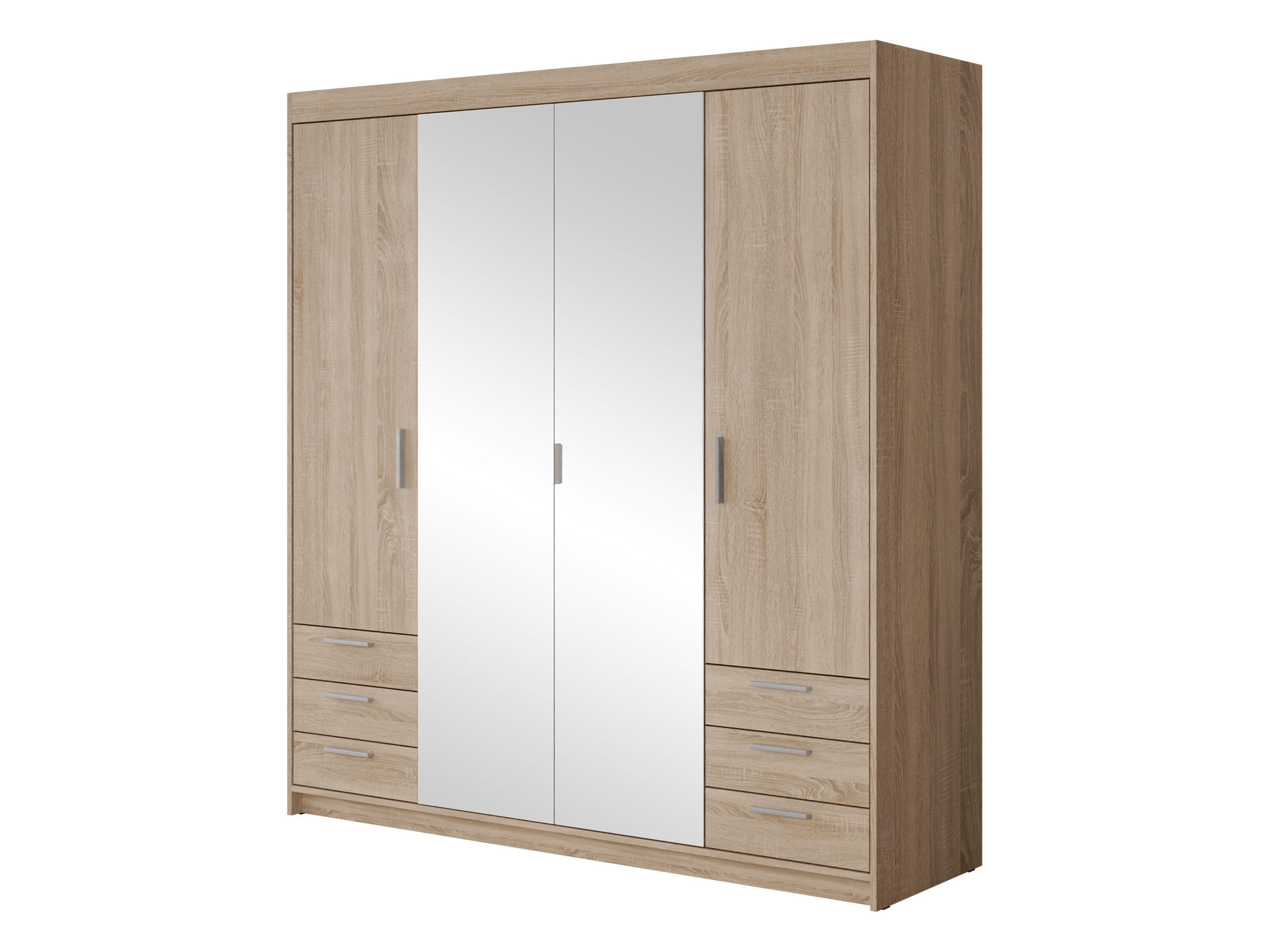 KLEIDERSCHRANK Elena 4D6S - Silberfarben/Sonoma Eiche, Holzwerkstoff/Kunststoff (177/191/53cm) - MIRJAN24