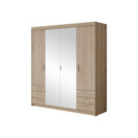 KLEIDERSCHRANK Elena 4D6S - Silberfarben/Sonoma Eiche, Holzwerkstoff/Kunststoff (177/191/53cm) - MIRJAN24