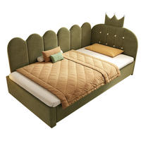 KINDERBETT Polsterbett 90/200 cm aus Samt mit ausziehbarem Gästebett Grün - Grün, Textil (90/200cm) - Modenvie