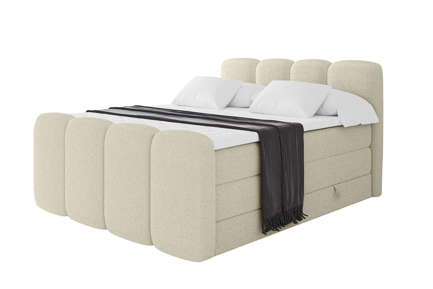 BOXBETT mit Matratze H3|H4 und Lattenrost - NINA-Z KING - 200x200 cm - Beige - Sandfarben, Holzwerkstoff (200/200cm)