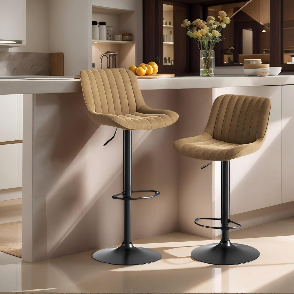 BARHOCKER DE-36424 2er-Set mit 360°-Drehung Braun - Braun, Metall (46/87/47cm) - ComfortXL