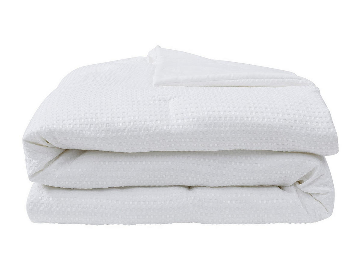 2-IN-1 Wendedecke leicht - 240 x 260 cm - 250 g/m² - Weiß Wabenstoff - NANSHI - Weiß, Textil (260/240cm) - Vente-Unique