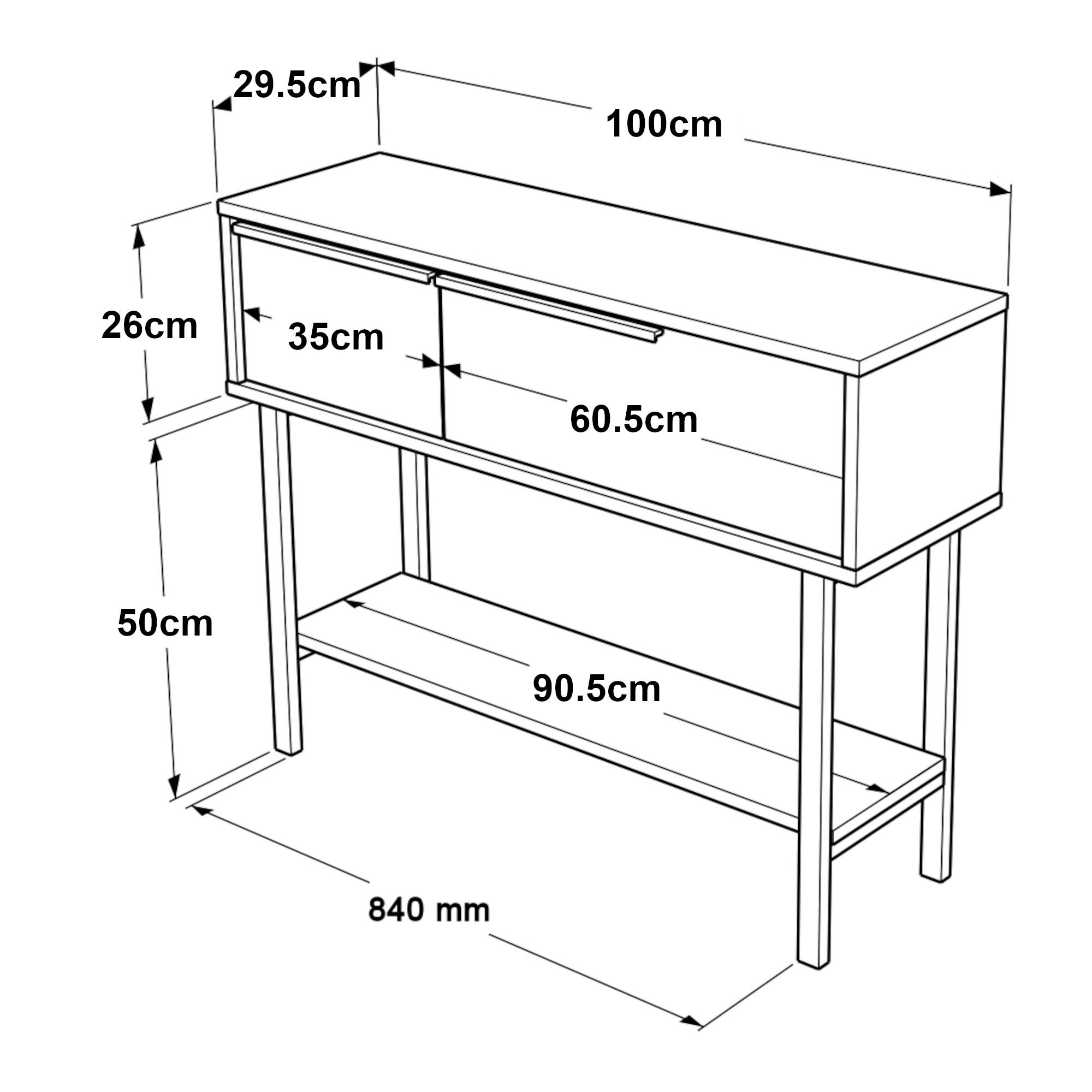 FLURTISCH Kvænangen - Eichefarben/Schwarz, Holzwerkstoff/Metall (100/29.5/76cm) - [en.casa]