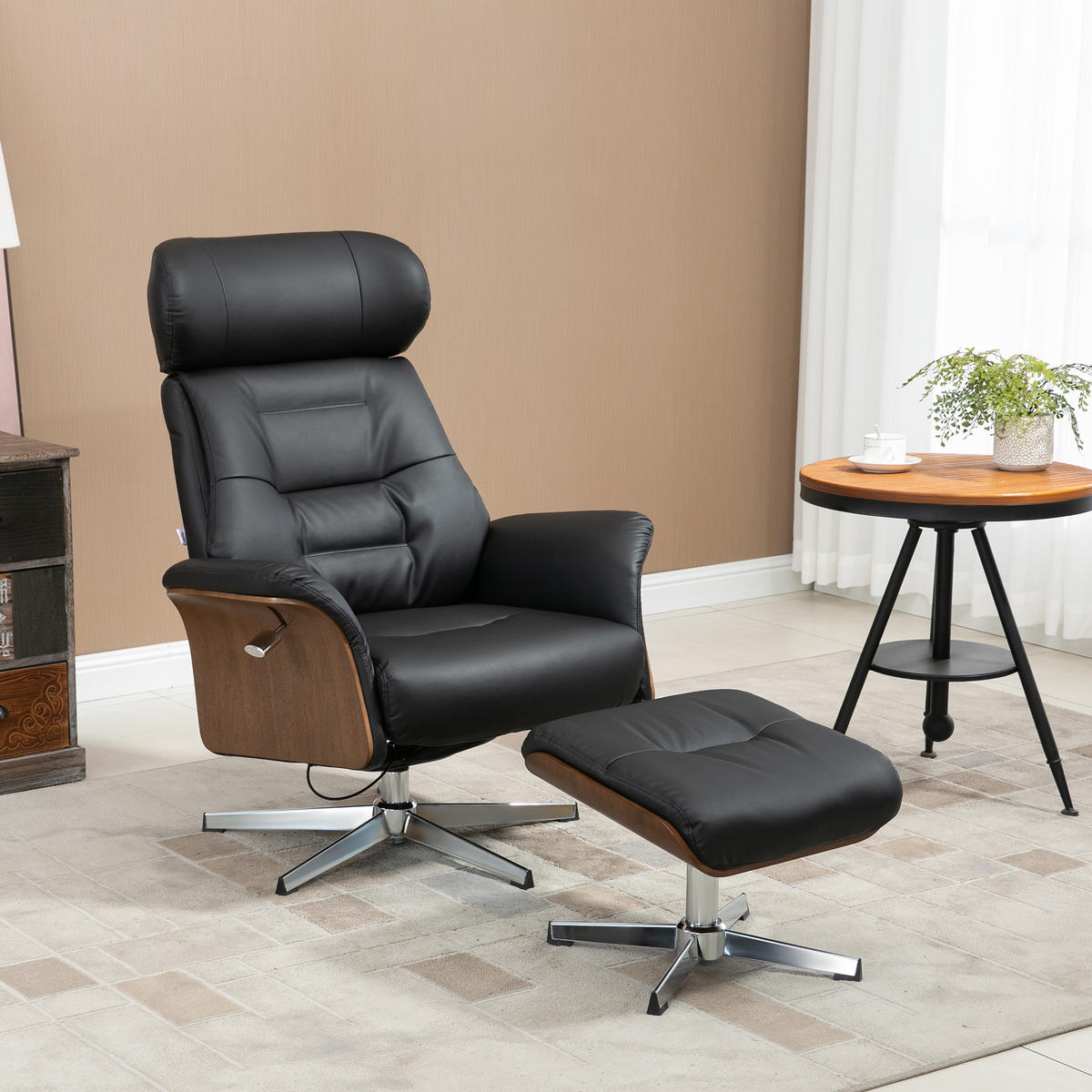 SESSEL Schwarz 80.0/84.0/108.0cm - Schwarz, Leder (84/108/80cm)