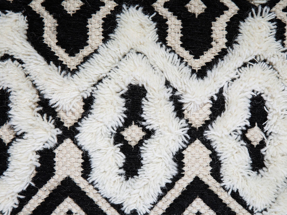 POUF Orai 45/45/45 cm - Schwarz, Naturmaterialien/Textil (45/45/45cm) - Beliani