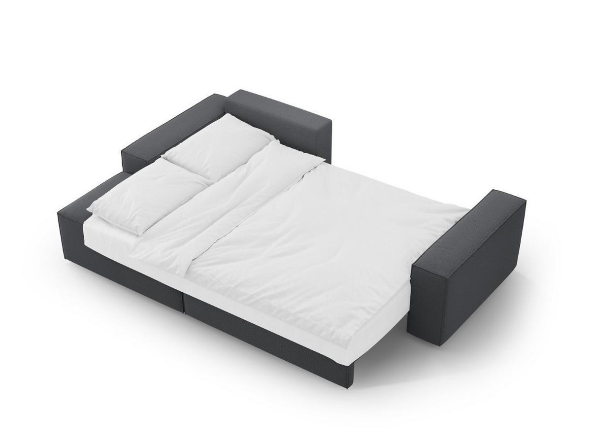 AUSKLAPPBARES-ECKSOFA links mit Container Jodie aus strukturiertem Stoff dunkelgrau 3 Sitzplätze - Dunkelgrau, Textil (246/151cm) - Micadoni