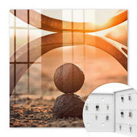 SCHLÜSSELBOX Weiß 30x30 cm – Türöffnung nach rechts - Abstrakte Harmonie - Orange, Metall (30/30/5cm) - TULUP