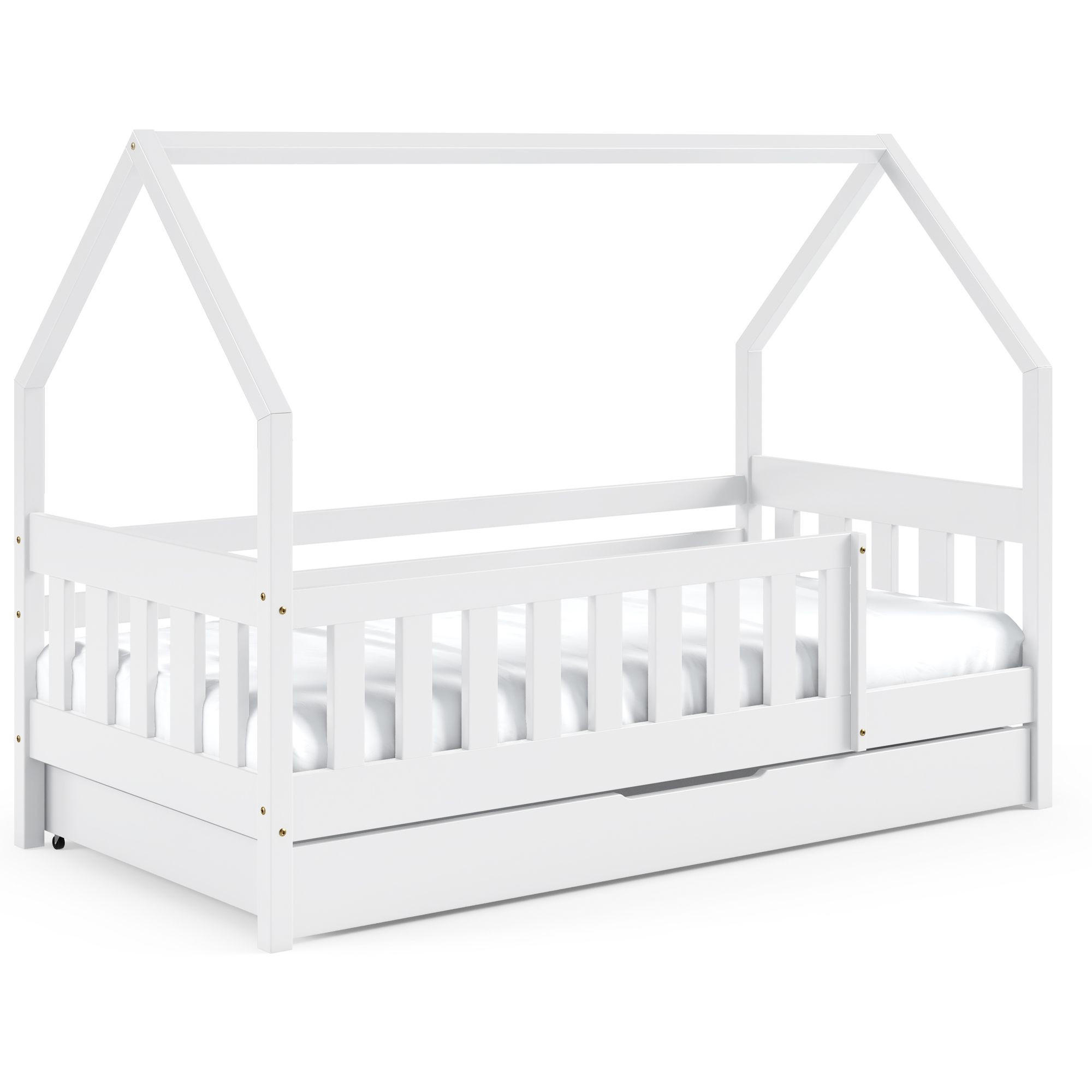 KINDERBETT Holzbett LUMBE, Hausform - Weiß, Holz (80/160cm) - KONSIMO®