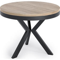 ESSTISCH Velma runder ausziehbarer, Sonoma Eiche 100-140/100/76 cm - Schwarz/Sonoma Eiche, Holzwerkstoff/Metall (100/100/76cm) - WFL GROUP