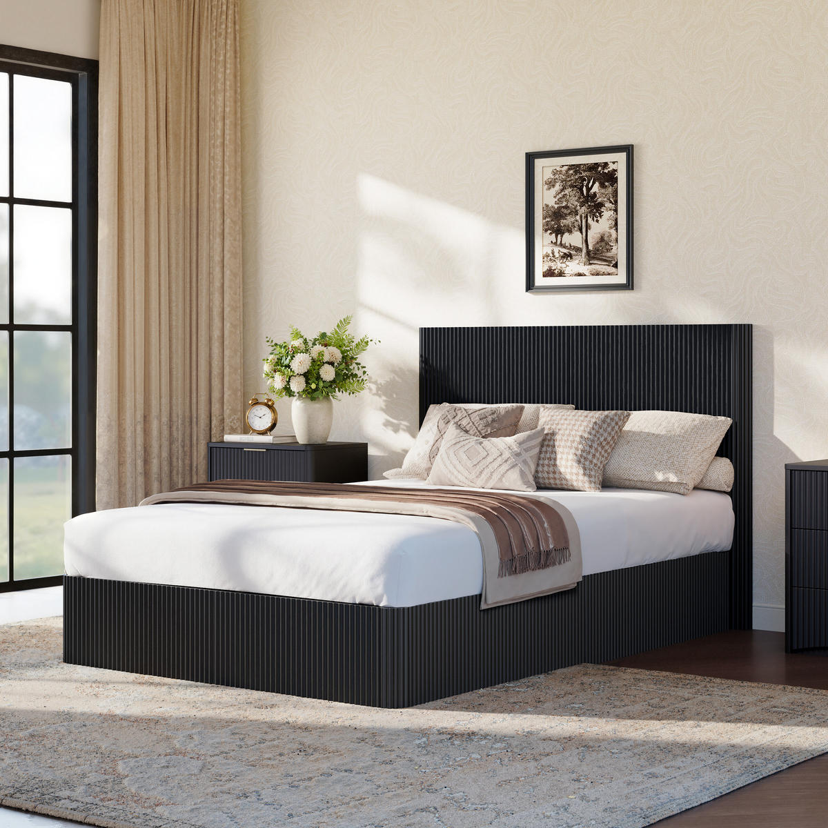 BETT 140/200 cm in Schwarz mit Stauraum und Lift-System - Schwarz, Holzwerkstoff/Metall (140/200cm) - WISHDOR