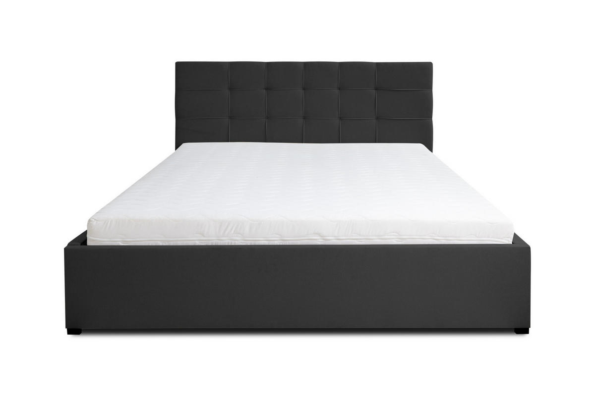 POLSTERBETT JESSA mit Kopfteil, 180 x200 cm, Doppelbett mit Bettkasten und Lattenrost aus Velourstoff, Velourstoff, Frabe: Schwarz - Schwarz, Holz/Kunststoff (180/200cm) - VENASI MÖBEL