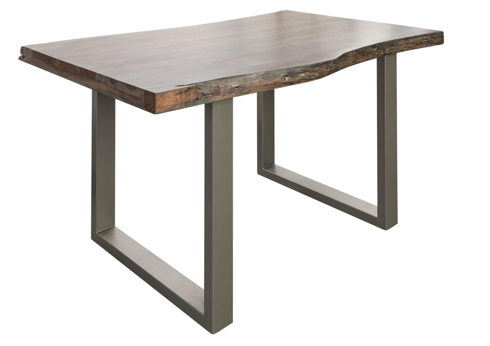 BAUMTISCH Akazie 140x90x77 grau lackiert / U-Beine silber matt FREEFORM 5 - Silberfarben/Grau, Holz (140/90/77cm) - Massivmoebel24