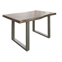 BAUMTISCH Akazie 140x90x77 grau lackiert / U-Beine silber matt FREEFORM 5 - Silberfarben/Grau, Holz (140/90/77cm) - Massivmoebel24