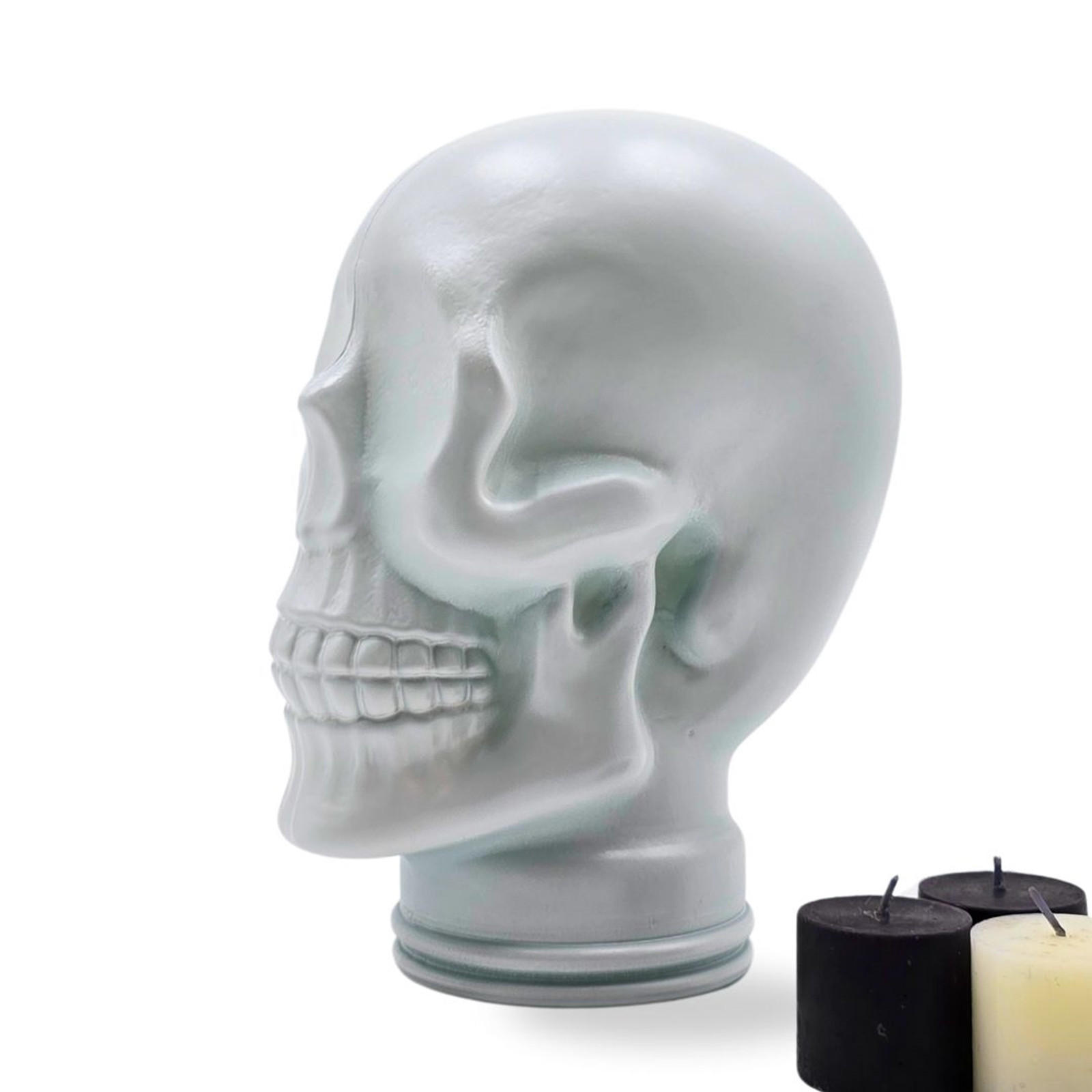 KOPFHÖRERSTÄNDER TOTENKOPF Glas M02 weiss - Weiß, Glas (19/26/19cm) - DESIGN DELIGHTS