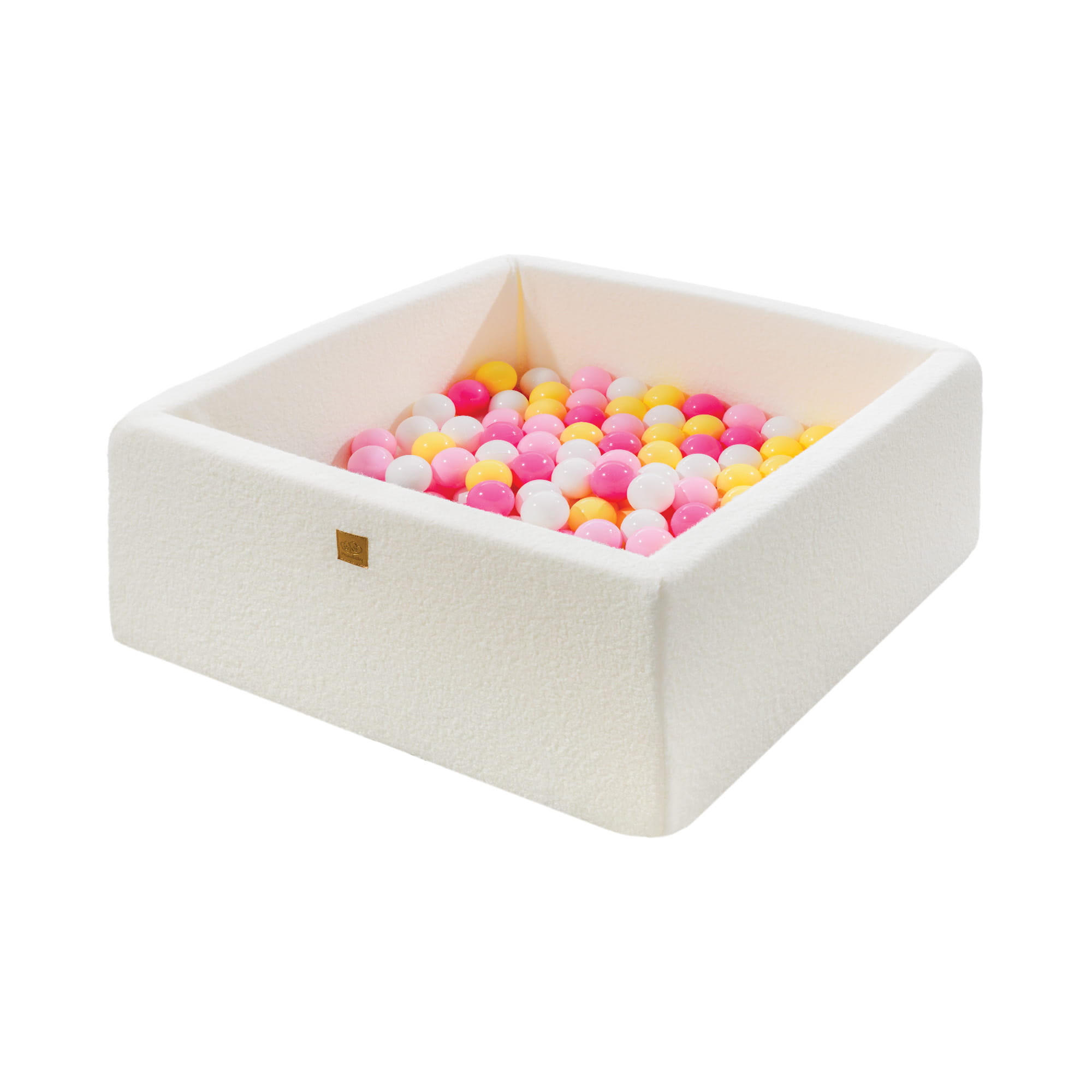 BÄLLEBAD für Kinder, Boucle, Weiß - Hellrosa/Gelb, Textil (90/90/40cm) - MeowBaby