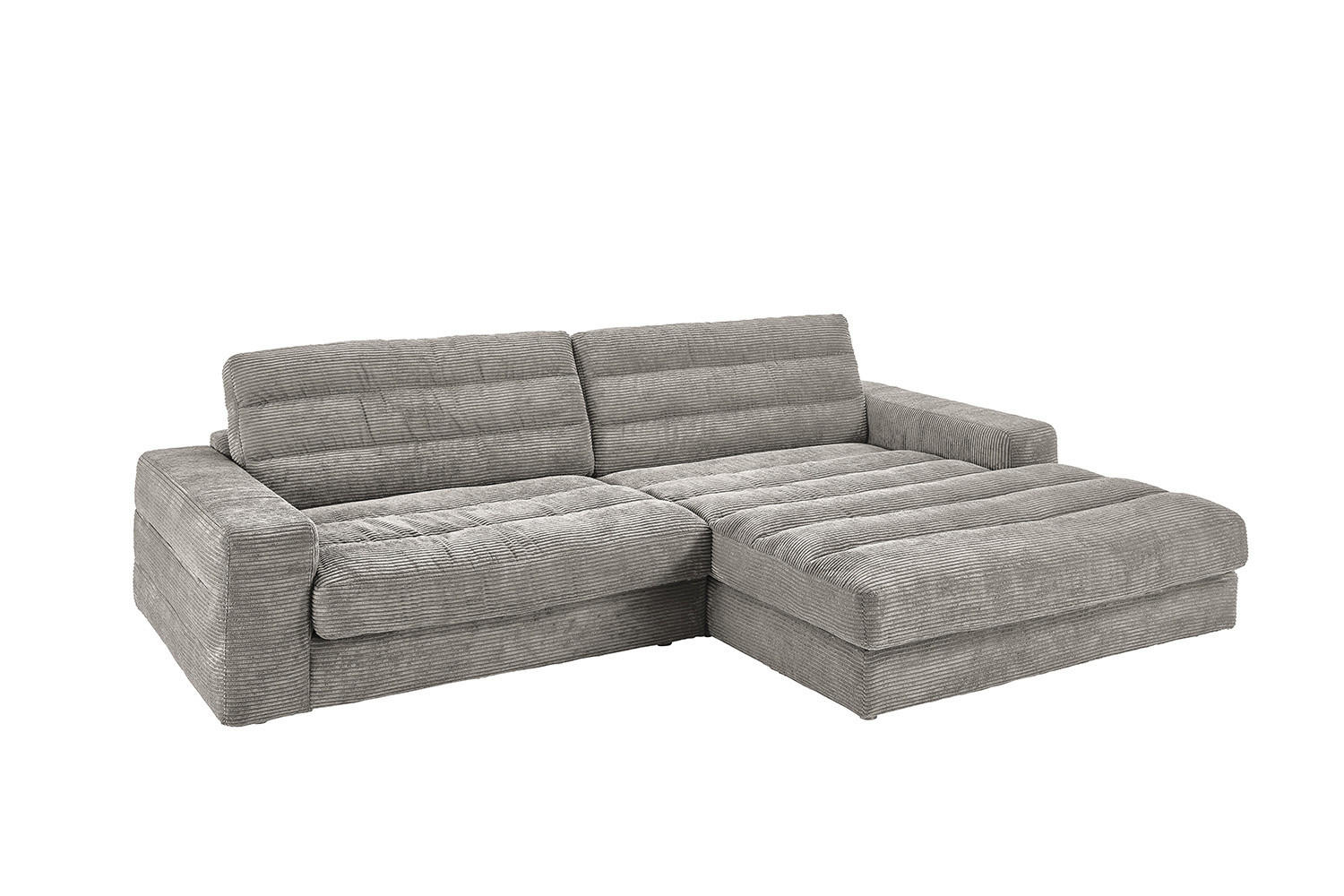 ECKSOFA LANA SOFA Steingrau Cord - Greige/Schwarz, Textil (296/205cm) - KAWOLA