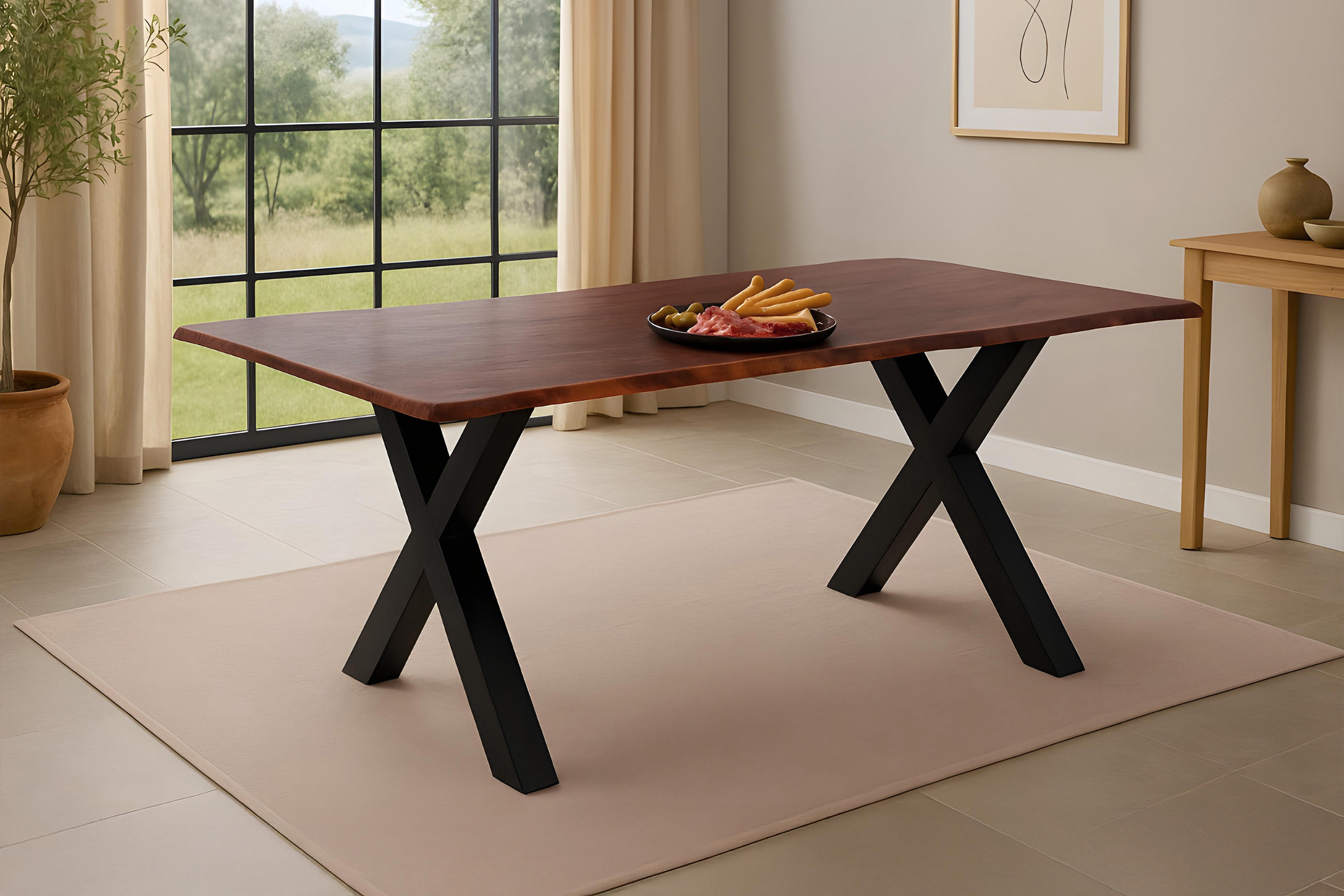 ESSTISCH ROXANA - Kastanienfarben/Beige, Holz (85/160/77cm) - SAM