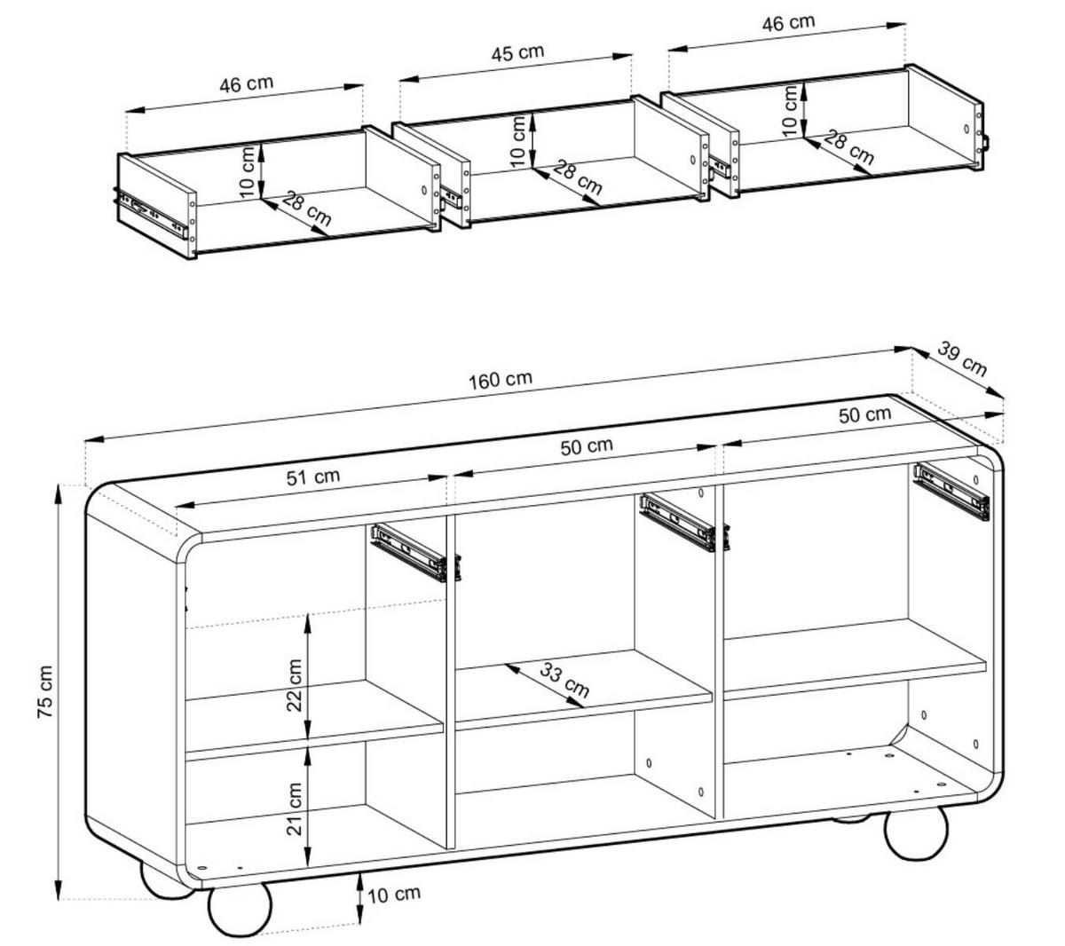 KOMMODE Sideboard elegant Beige ALDOS - Beige, Holzwerkstoff (160/75/39cm) - Compleo24