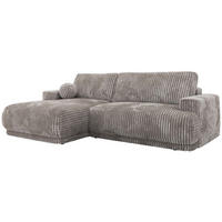 ECKSCHLAFSOFA RINA L Hellgrau Cord - links - Hellgrau/Schwarz, Kunststoff/Textil (267/170cm) - MKS