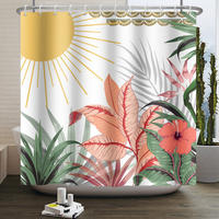 DUSCHVORHANG modern Blätter Grün Weiß abstrakt waschbar wasserdicht mit Haken - Multicolor, Textil (180/180cm) - MCBOSON