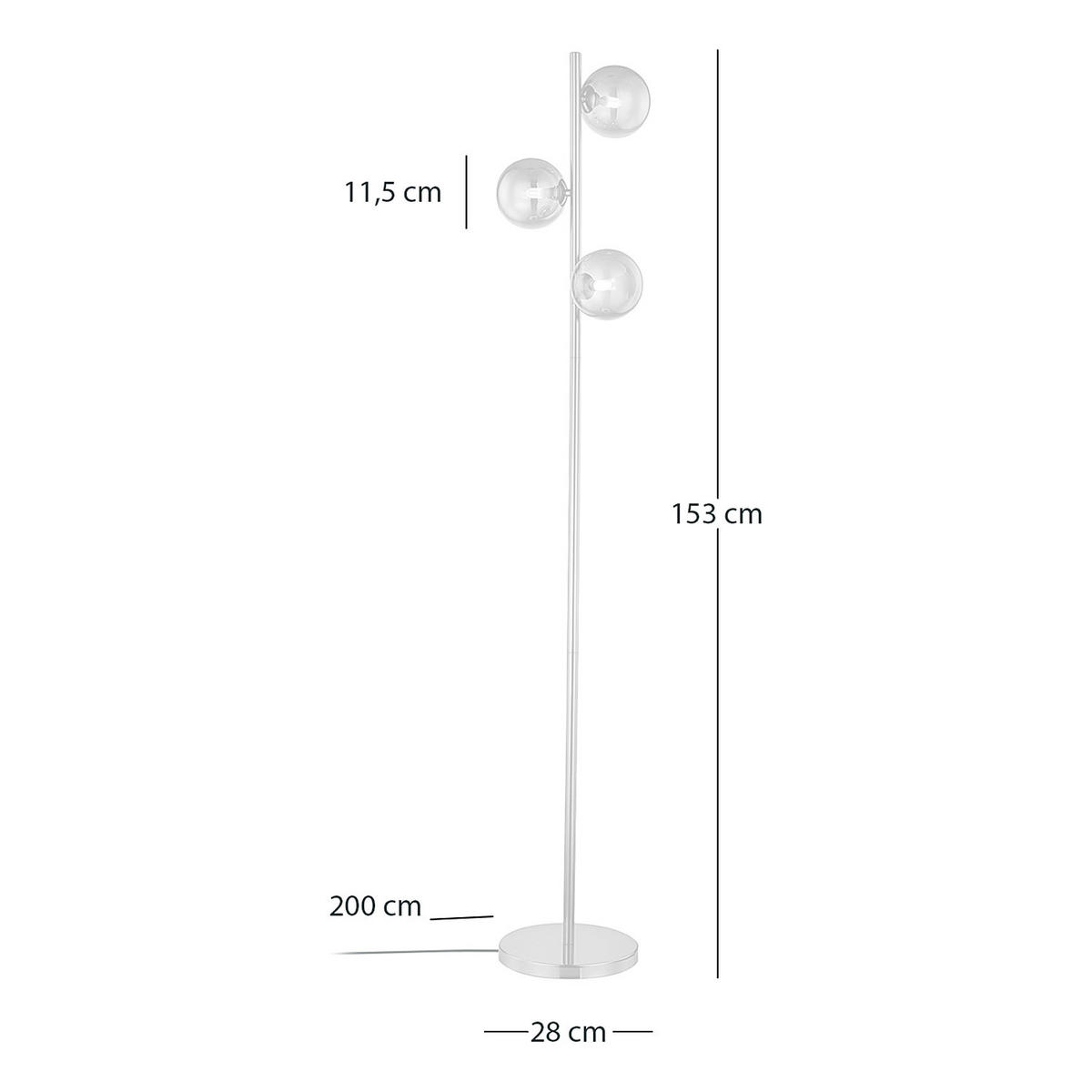 STEHLEUCHTE - Metall - Grau, Glas (28/28/153cm) - home24