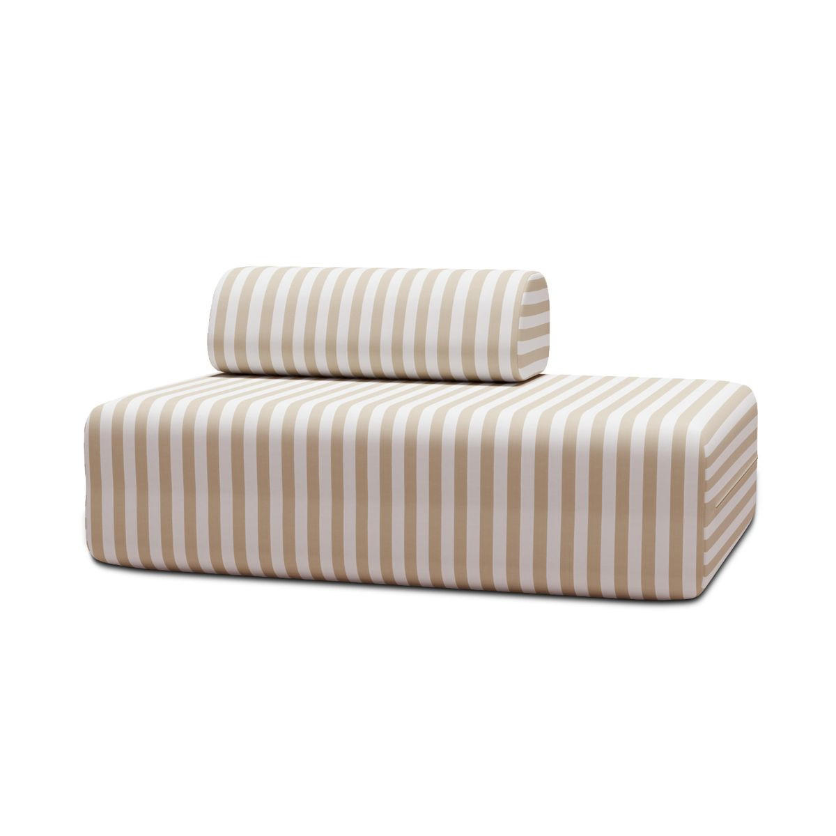 ZWEISITZER-GARTENSOFA mit Streifen, weiß und beige - Beige, Textil (95/70.5/148cm)