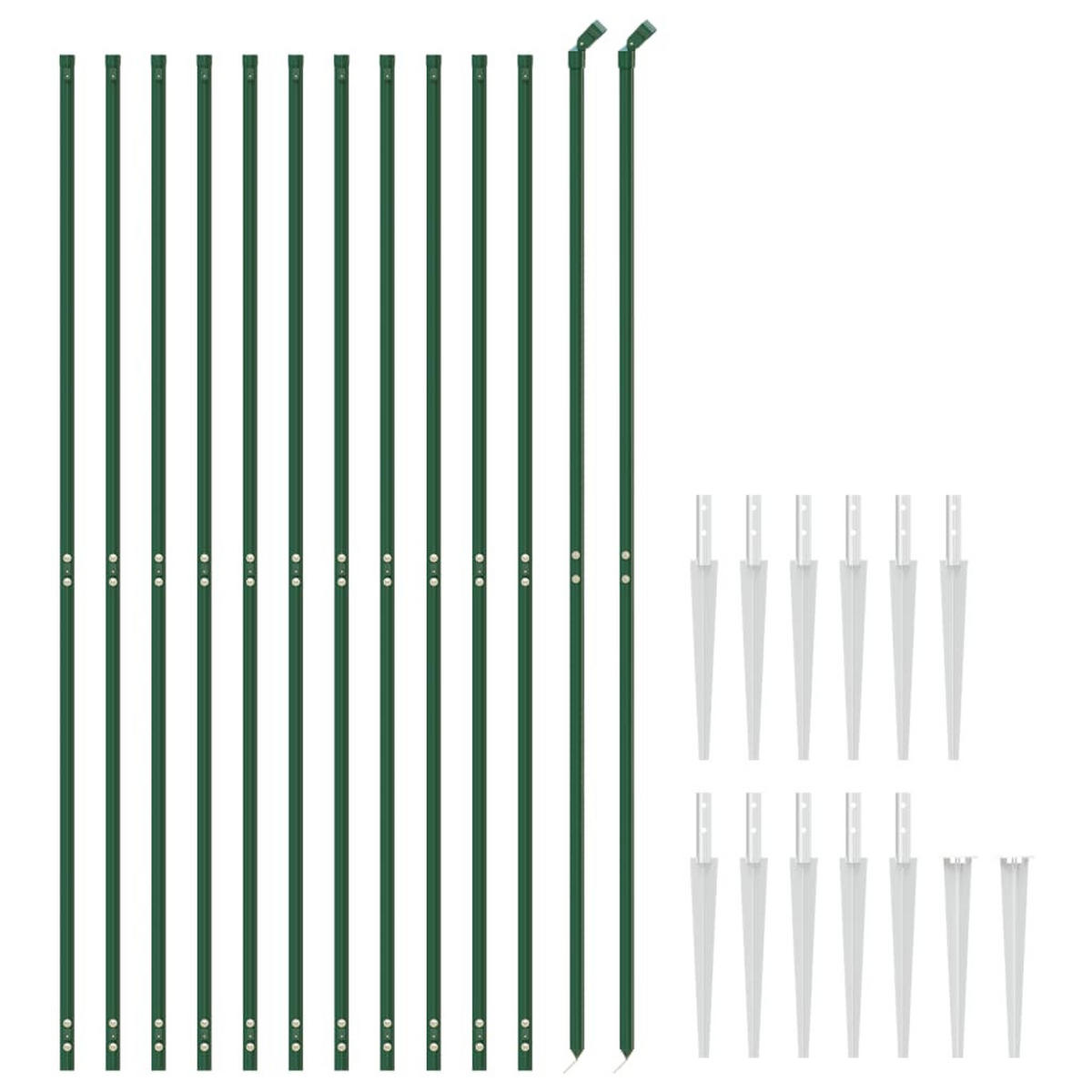 GARTENZAUN, Maschendrahtzaun mit Bodenhülsen, 1,4/25 m, aus Stahl und PVC, Grün - Grün, Metall (2500/140cm) - vidaXL