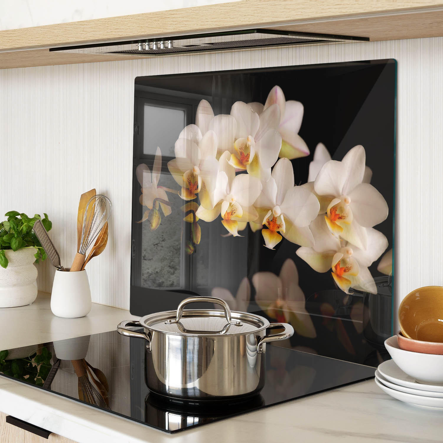 GLASPLATTE 60x52 cm Orchidee - Weiß, Glas (60/0.4/52cm) - TULUP